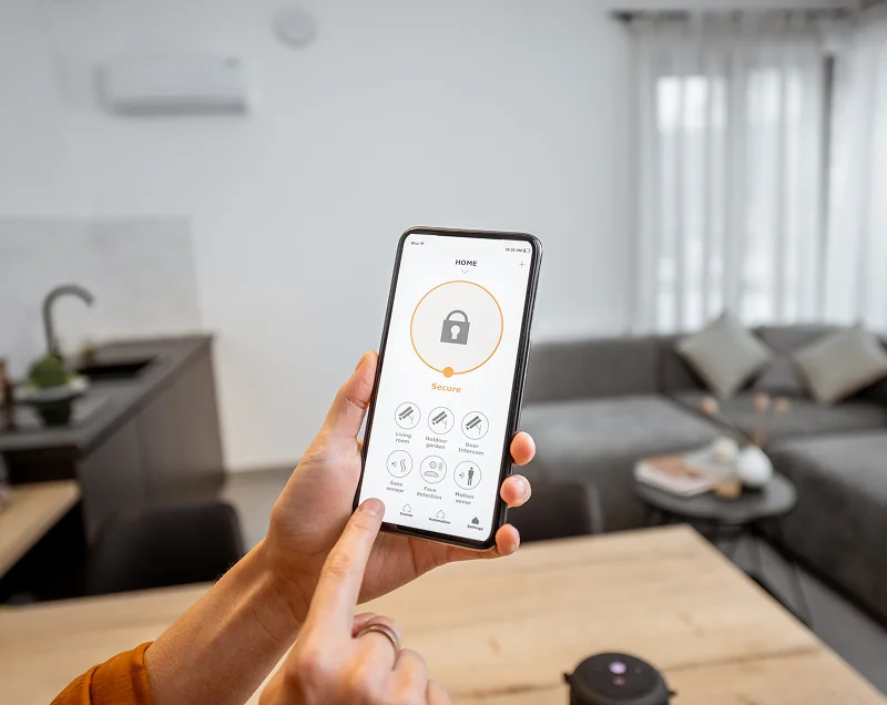 Security system operating in living room